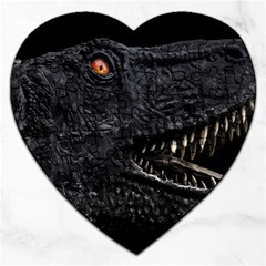 Trex Dinosaur Head Dark Poster Jigsaw Puzzle (heart) by dflcprintsclothing