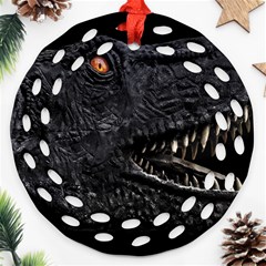 Trex Dinosaur Head Dark Poster Ornament (round Filigree) by dflcprintsclothing