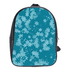 Teal Blue Floral Print School Bag (large) by SpinnyChairDesigns