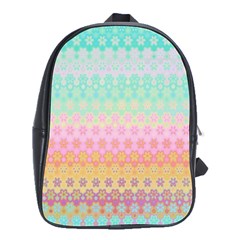 Boho Retro Pastel Floral Pattern School Bag (large) by SpinnyChairDesigns