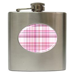 Pink Madras Plaid Hip Flask (6 Oz) by SpinnyChairDesigns