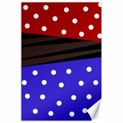 Mixed Polka Dots And Lines Pattern, Blue, Red, Brown Canvas 20  X 30  by Casemiro