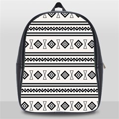 Black And White Aztec School Bag (xl) by tmsartbazaar