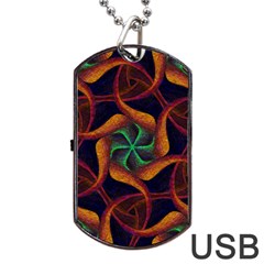 Teal & Orange Mandala Dog Tag Usb Flash (two Sides) by Graphika