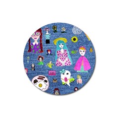 Blue Denim And Drawings Magnet 3  (round) by snowwhitegirl