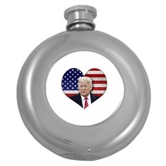 Trump President Sticker Design Round Hip Flask (5 Oz) by dflcprintsclothing