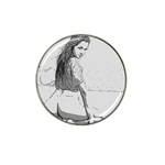 Beauty at the beach, sexy girl illustration, black and white Hat Clip Ball Marker (10 pack) Front