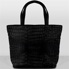 Black Crocodile Skin Bucket Bag by LoolyElzayat