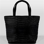 Black Crocodile Skin Bucket Bag Front