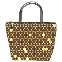 Gold Honeycomb On Brown Bucket Bag by Angelandspot