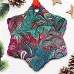 Psychedelic marbling patterns IV Snowflake Ornament (Two Sides) Back