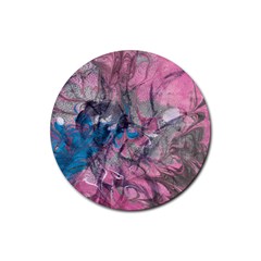 Brush Strokes On Marbling Patterns Rubber Coaster (round)  by kaleidomarblingart