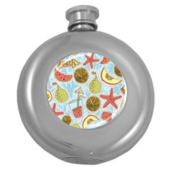 Tropical Pattern Round Hip Flask (5 Oz) by GretaBerlin