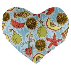 Tropical Pattern Large 19  Premium Heart Shape Cushions by GretaBerlin