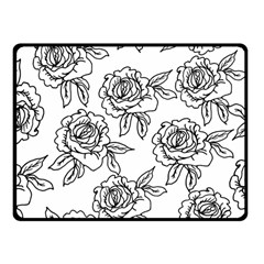 Line Art Black And White Rose Fleece Blanket (small) by MintanArt