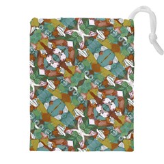 Multicolored Collage Print Pattern Mosaic Drawstring Pouch (4xl) by dflcprintsclothing