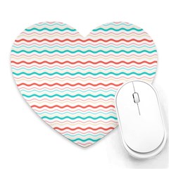 Aqua Coral Waves Heart Mousepads by CuteKingdom