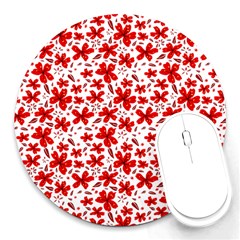 Red Flowers Round Mousepads by CuteKingdom