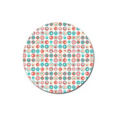 Aqua Coral Circles Magnet 3  (round) by CuteKingdom