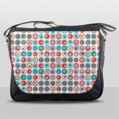 Aqua Coral Circles Messenger Bag by CuteKingdom