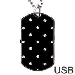 Black And White Baseball Motif Pattern Dog Tag Usb Flash (one Side) by dflcprintsclothing