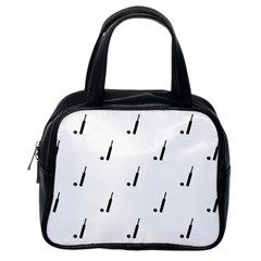 Black And White Cricket Sport Motif Print Pattern Classic Handbag (one Side) by dflcprintsclothing