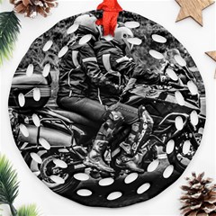 Motorcycle Riders At Highway Round Filigree Ornament (two Sides) by dflcprintsclothing