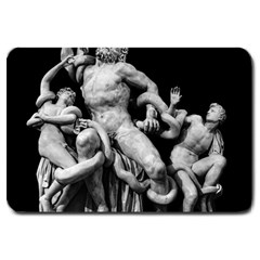 Laocoon Sculpture Over Black Large Doormat  by dflcprintsclothing