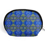 Gold And Blue Fancy Ornate Pattern Accessory Pouch (Medium) Front