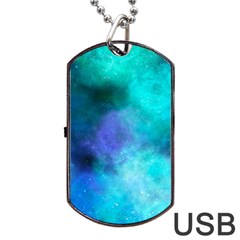 Blue Galaxy Dog Tag Usb Flash (two Sides) by Dazzleway