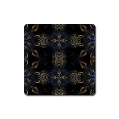 Blue And Gold Square Magnet by Dazzleway