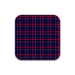 Bisexual Pride Checkered Plaid Rubber Square Coaster (4 Pack)  by VernenInk