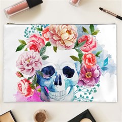 Skull And Flowers Cosmetic Bag (xxl) by goljakoff