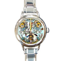 The Illustrated Alphabet - I - By Larenard Round Italian Charm Watch by LaRenard