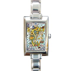 The Illustrated Alphabet - W - By Larenard Rectangle Italian Charm Watch by LaRenard