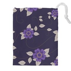 Purple Flowers Drawstring Pouch (4xl) by goljakoff