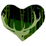 Forest Deer Tree Green Nature Large 19  Premium Heart Shape Cushions Back