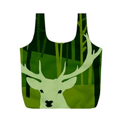 Forest Deer Tree Green Nature Full Print Recycle Bag (m) by HermanTelo