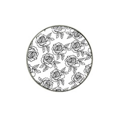 Line Art Black And White Rose Hat Clip Ball Marker by MintanArt