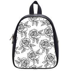 Line Art Black And White Rose School Bag (small) by MintanArt