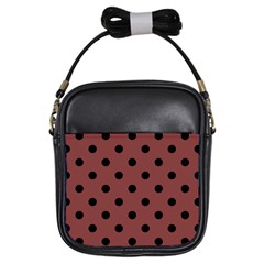 Large Black Polka Dots On Brandy Brown - Girls Sling Bag by FashionLane