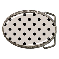 Large Black Polka Dots On Abalone Grey - Belt Buckles by FashionLane