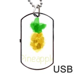 Pineapple Fruit Watercolor Painted Dog Tag Usb Flash (two Sides) by Mariart