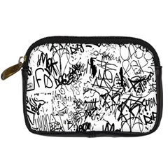 Black And White Graffiti Abstract Collage Digital Camera Leather Case by dflcprintsclothing