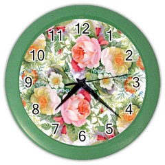 Vintage Flowers Color Wall Clock by goljakoff