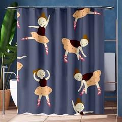 Cute  Pattern With  Dancing Ballerinas On The Blue Background Shower Curtain 60  X 72  (medium)  by EvgeniiaBychkova