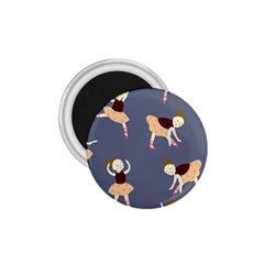 Cute  Pattern With  Dancing Ballerinas On The Blue Background 1 75  Magnets by EvgeniiaBychkova