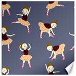 Cute  Pattern With  Dancing Ballerinas On The Blue Background Canvas 12  x 12  11.4 x11.56  Canvas - 1