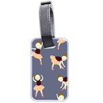 Cute  Pattern With  Dancing Ballerinas On The Blue Background Luggage Tag (two sides) Back