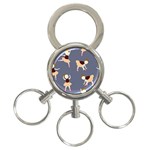 Cute  Pattern With  Dancing Ballerinas On The Blue Background 3-Ring Key Chain Front